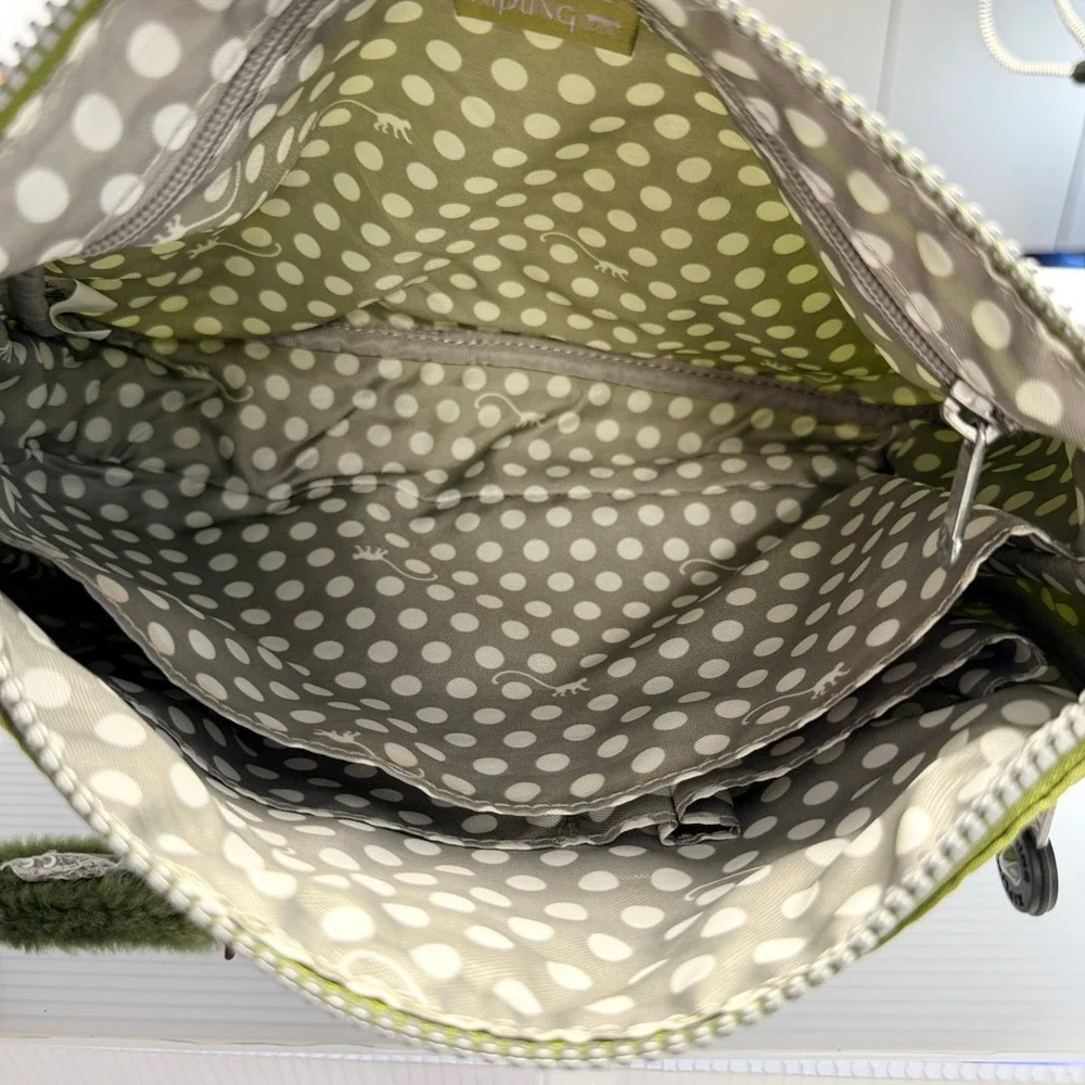 Green Kipling Tote Bag / Purse with Green Gorilla Charm